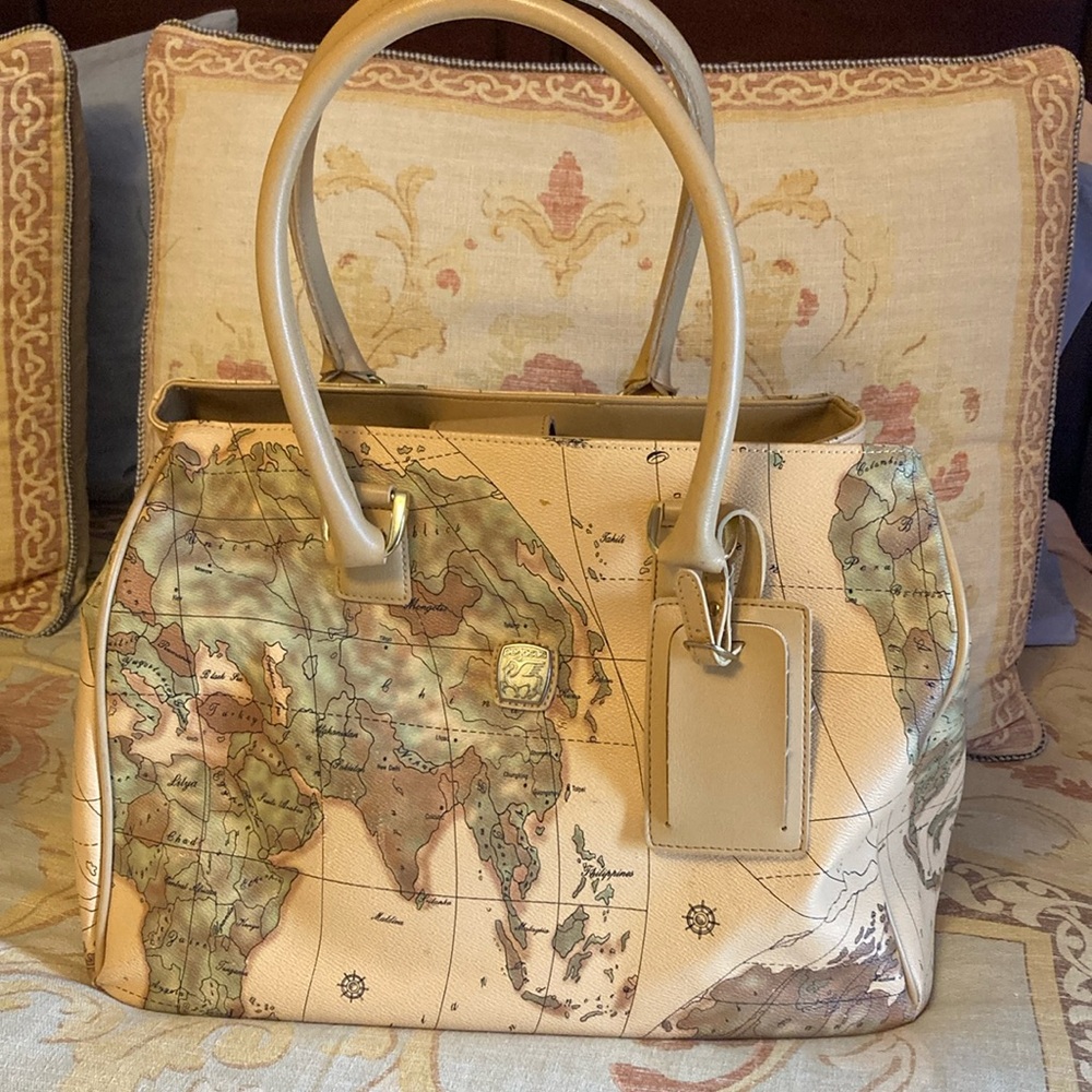 Pegasus world map design travel tote. Inside pockets and phone pocket.